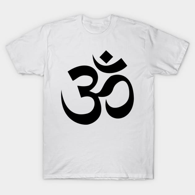 Black Om Aum Symbol Sign T-Shirt by Sanu Designs